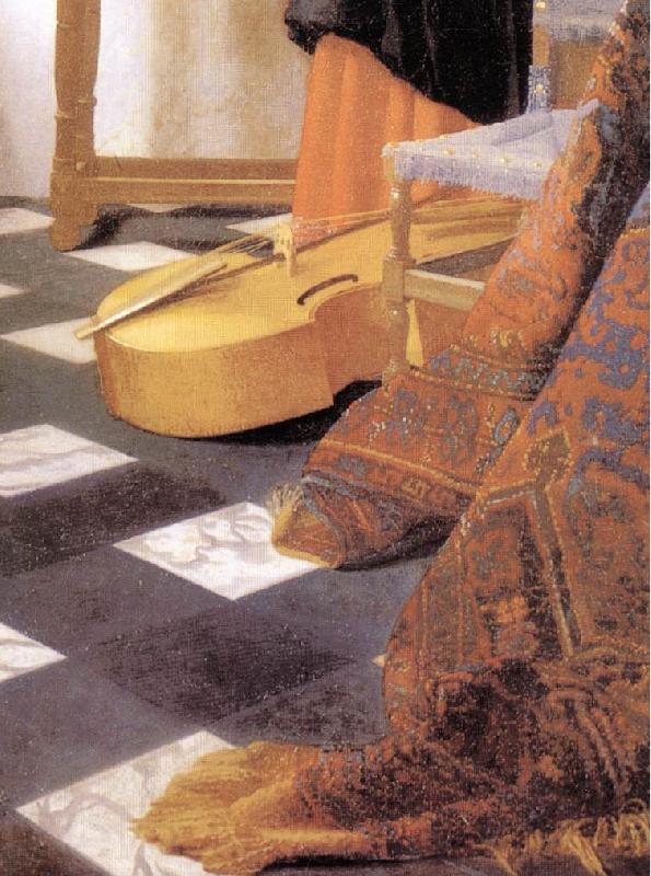 VERMEER VAN DELFT, Jan A Lady at the Virginals with a Gentleman (detail)  er Norge oil painting art